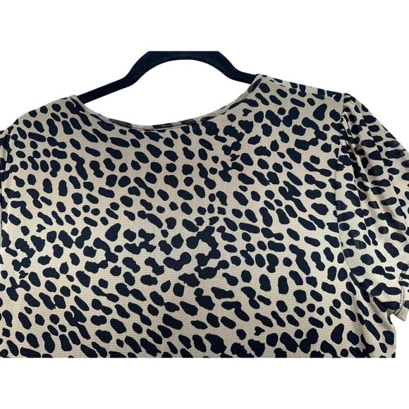 Croft & Barrow Womens Leopard Print Top Blouse L Black Tan Stretch - Picture 9 of 10